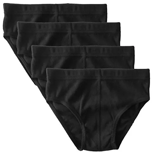 HERMKO 2850 4er Pack Jungen Slip einfarbig aus 100% Bio-Baumwolle mit Dehnbund, Farbe:schwarz, Größe:152