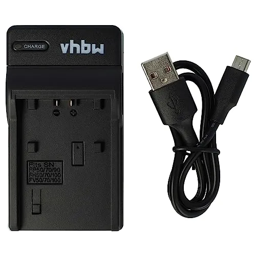 vhbw USB Ladegerät kompatibel mit Sony NP-FP71, NP-FP90, NP-FP91, NP-FV100, NP-FV50, NP-FV70 Kamera Camcorder/Akku - Ladeschale