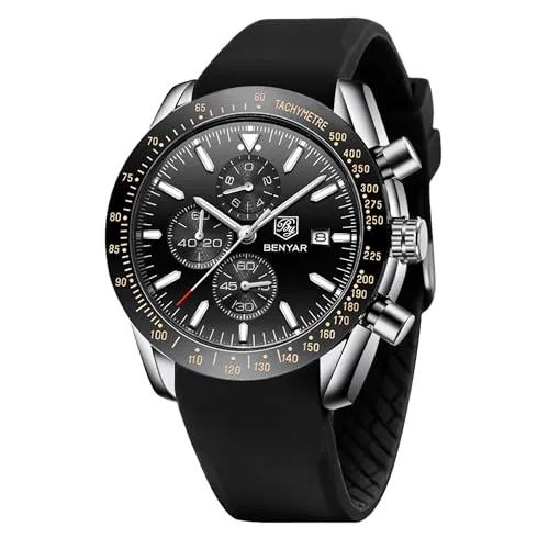 by BENYAR Uhren Herren Analog Quarz Chronograph Herrenuhren 30M Wasserdicht Armbanduhr Leuchtende Datum Lässig Business-Kleid Uhren fur Männer Klassische Elegantes Geschenk