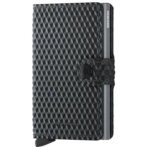 SECRID Miniwallet Cubic - Black Titanium - Unisex Portemonnaie aus hochwertigem, geschliffenem Leder mit 3D-Prägung, bietet Platz für bis zu 6 Karten und schützt vor unerwünschter Mobilkommunikation.