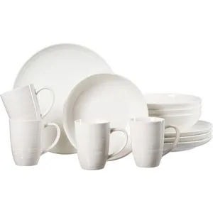 Ritzenhoff & Breker Kombiservice Geschirr-Set Suomi, 12-tlg - 12-teiliges Porzellan Geschirr-Set im skandinavischen Design für 4 Personen, spülmaschinenfest und mikrowellengeeignet, ideal für stilvolle Mahlzeiten im Alltag.