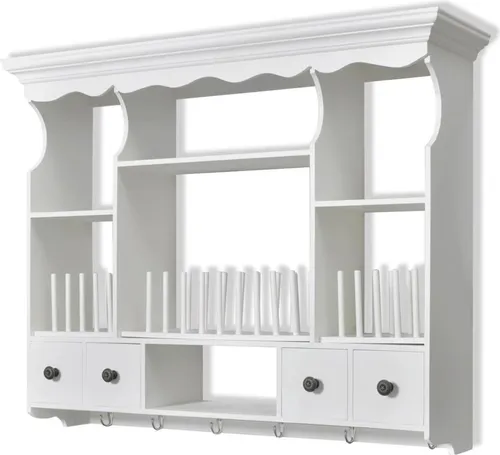 vidaXL Küchenhängeschrank Holz Weiß - eleganter Wandschrank mit viel Stauraum, ideal für Gewürze, Geschirr und mehr