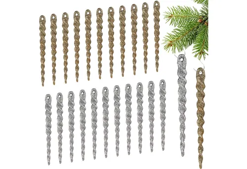 BRUBAKER Christbaumschmuck Baumschmuck Eiszapfen Glitzer - Weihnachtsbaumschmuck zum Hängen (24-tlg), Christbaumschmuck aus Kunststoff - Weihnachtsdeko Anhänger Bruchsicher