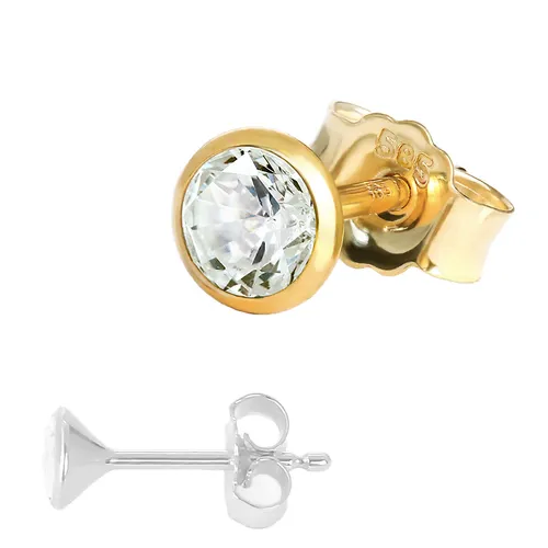 NKlaus Einzel Ohrstecker 4,0mm Gelbgold 585 14 Karat mit Zirkonia - Ohrringe für Herren | Elegantes Design und hoher Tragekomfort, ideal für den ganzen Tag und besondere Anlässe.