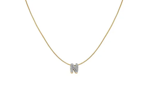 ROSEFIELD Kette mit Anhänger ROSEFIELD moderne Bubble Buchstabenkette Pave Glitzersteinchen Gold, Geschenkidee für Frauen, Damen, Mädchen & Freundin trendig & elegant