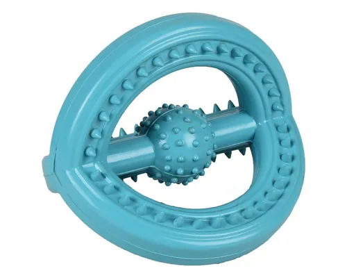 Flamingo Zerrspielzeug Hundespielzeug Gummi Scrum Tri-Ring Ruffus blau