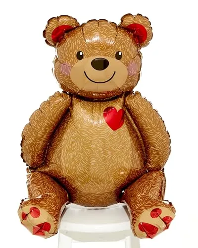 Amscan Anagram 4234501 Folienballon zum Valentinstag, sitzender Bär, groß, 50,8 cm