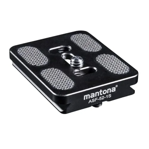 Mantona Schnellwechselplatte für Fortress Kugelkopf Arca Swiss, 52 mm schwarz