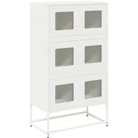 vidaXL Highboard Weiß 68x39x123 cm aus Stahl - Kommode & Sideboard mit robustem kaltgewalztem Stahl, bietet reichlich Stauraum und eine flexible Türmontage für individuellen Komfort.