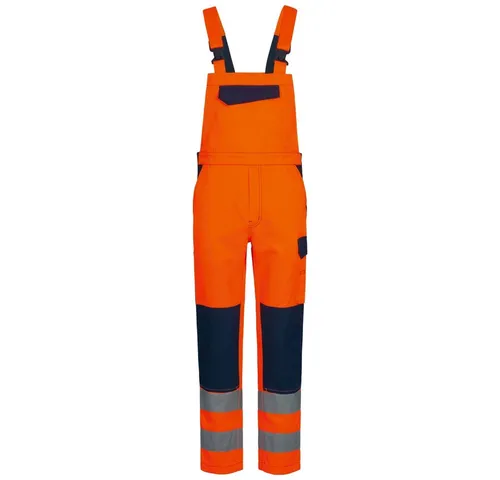 Safestyle Schutzhose BAUTZEN Warnschutz-Latzhose - Protektorenhosen in fluoreszierendem Orange/Marine, EN ISO 20471 zertifiziert, mit ergonomischer Passform und strapazierfähigen Dreifachnähten für maximale Sicherheit und Langlebigkeit.