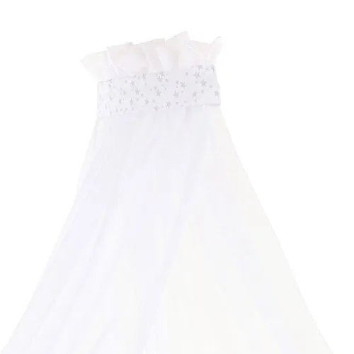 babybay Himmel Piqué mit Band, weiß Sterne perlgrau - Bettdecken – Schützt vor Zugluft und sorgt für optimale Luftzirkulation. Der atmungsaktive Himmelstoff ist pflegeleicht und schadstoffgeprüft, ideal für ein himmlisches Babybett.