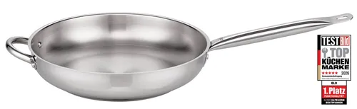 Elo Bratpfanne Profi Therm, Edelstahl 18/8, Induktion, Ø 32 cm - Hochwertige Pfanne aus schnitt- und kratzfestem Edelstahl, ideal für alle Herdarten inklusive Induktion. Hitzebeständig bis 240°C und spülmaschinengeeignet für einfache Reinigung.