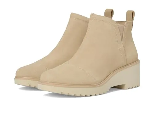 TOMS Damen Maude Stiefelette, Oat Suede, 41 EU - Wanderschuh mit mittelhohem Keilabsatz und Wildleder-Obermaterial, ideal für stilvolle Ausflüge. Die herausnehmbare Einlegesohle aus nachhaltigen Materialien sorgt für Komfort und Umweltbewusstsein.