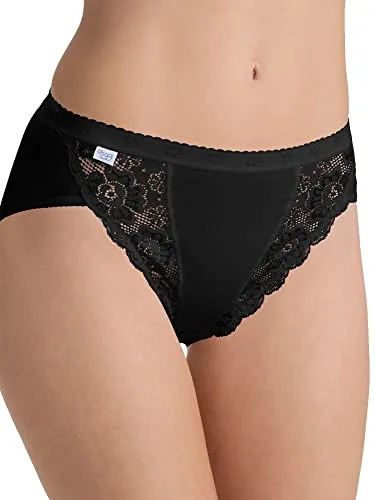 sloggi Tai-Slip Chic Tai 4P - Damenslip mit Spitze, BLACK - Slips mit elastischen Spitzeneinsätzen für eine perfekte Passform und höchsten Tragekomfort. Maschinenwaschbar und trocknergeeignet, ideal für den täglichen Gebrauch.