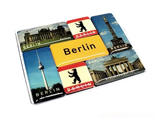 Produktbild Magnet-Set Berlin, 7-teilig, Hauptstadt Souvenir mit Sieben dekorativen Mini-Magneten, Gesamtgröße ca. 7,5 x 9 cm