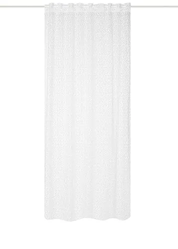 HOME WOHNIDEEN Fertigschal 85274 PANILIA, Raschelspitze, Blätterdesign, Kombiband, Farbe:wollweiß, Größe:225 x 140 cm, Anzahl:1x