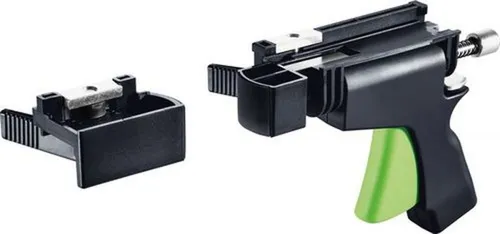 Festool Einhandzwinge 768116, FS-RAPID/L: Klemmzwinge für Führungsschienen, links - Schnellspanner für Führungsschienen, ermöglicht einfaches Spannen ohne um das Werkstück zu laufen. Mit weichen Gummianlagepunkten für schonendes Arbeiten und nachjustierbarer Spannkraft.