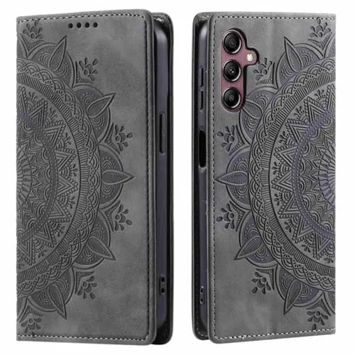 CoverKingz Handyhülle für Samsung Galaxy S25+ - Handytasche mit Kartenfach Phone Case Cover - Handy Hülle klappbar Motiv Mandala Grau