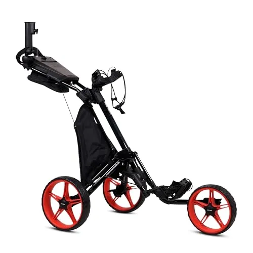tour made RT-140 3-Rad Push Golftrolley - klappbar und leicht - Zieh-Golfcarts mit starkem Aluminium-Rahmen, innovativem Organizer Panel und integrierter Kühltasche – ideal für Golfer, die Wert auf Qualität und Funktionalität legen.
