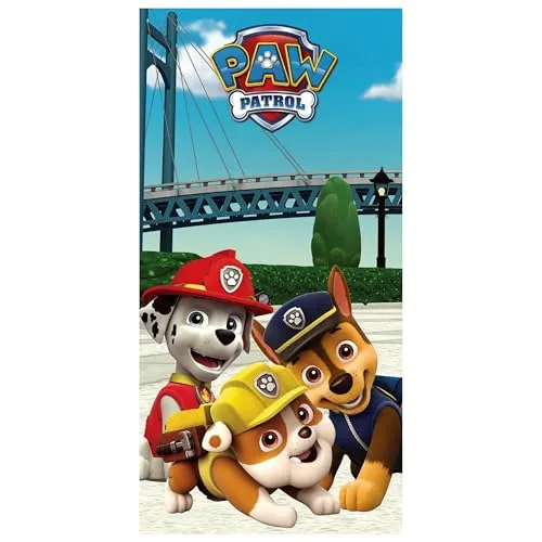 sarcia.eu Paw Patrol Chase Marshall Rubble SCHNELLTROCKNENDES Strand und Badetuch für Kinder aus Baumwolle 70x140 cm Oeko-TEX (C)