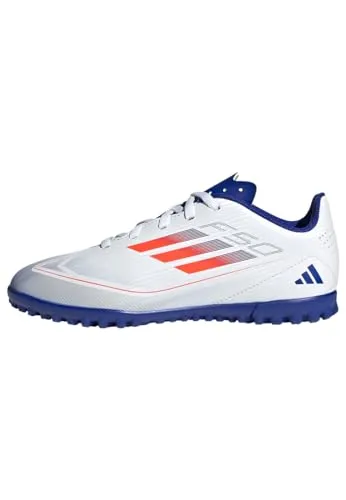 adidas Unisex F50 Club Football Boots Turf, Cloud White/solar red/Lucid Blue, 46 EU