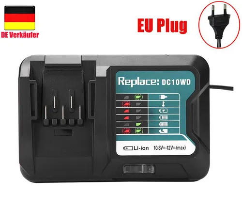 Makita 197343-0 Ladegerät DC10WD 12V - schnelles und zuverlässiges Laden für 12V Akkus, ideal für Heimwerker und Profis