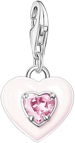 THOMAS SABO Charm-Anhänger Herz mit pinkem Stein - Clasp Charms für Damen, aus hochwertigem 925er Sterlingsilber mit dreidimensional gestaltetem Herz und strahlendem pinkfarbenem Zirkonia als Blickfang.