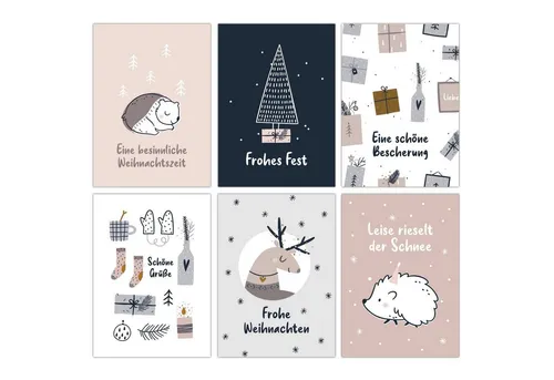 PAPIERDRACHEN Weihnachtskarte Weihnachtskartenset - liebevoll gestaltete Postkarten zu Weihnachten