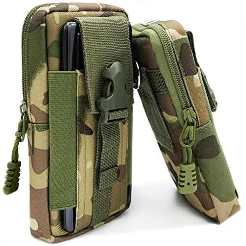 CoolGadget Gürteltasche [Universal] für Handy Smartphone [Gürtel Clip, Holster] Outdoor Tasche, Survival Case Cover Nylon Karabiner Stif Halter [XL] - Army Green