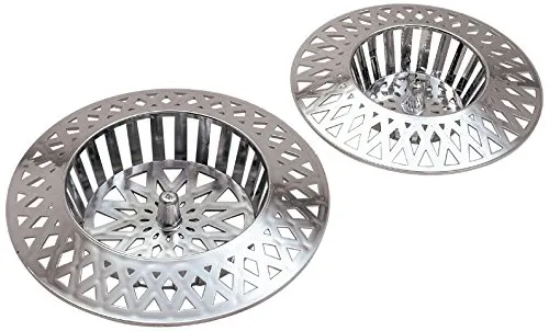 Sanitop-Wingenroth 19192 0 2 Zoll, Haarsieb Chrom, Abflusssieb, Spülbeckensieb, Ablaufsieb, Haarfänger für Abfluss, für Ablauf 1 1/2 und 1 1/4, 2er Set, Verchromt, 60/70 mm