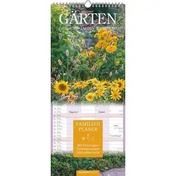 Alpha Edition Familienkalender 2026 - Gärten - Wandkalender 19,5×45 cm mit 5 Spalten und schönen Gartenmotiven, ideal für die Organisation von Terminen für Eltern, Kinder und Paare.