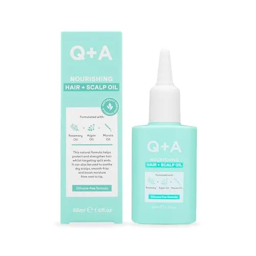 Q+A Pflegendes Haar- und Kopfhautöl (50 ml), vielseitig verwendbar, stärkende Anti-Frizz-Behandlung mit Rosmarinöl, Argan- und Marula-Ölen