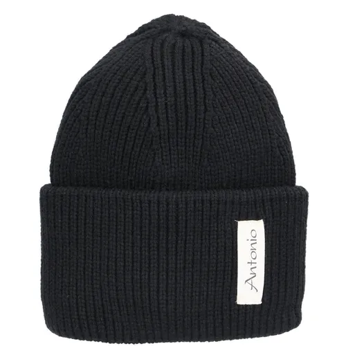Antonio Winter Strickmütze Beanie mit Umschlag  Black