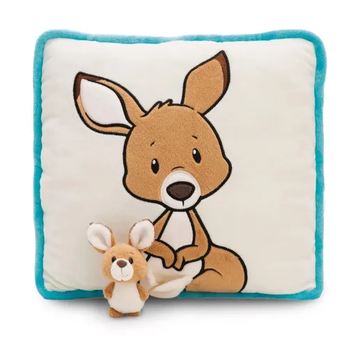 NICI Kissen Känguru mit 3D Kind 30x30cm in braun von Nici GmbH