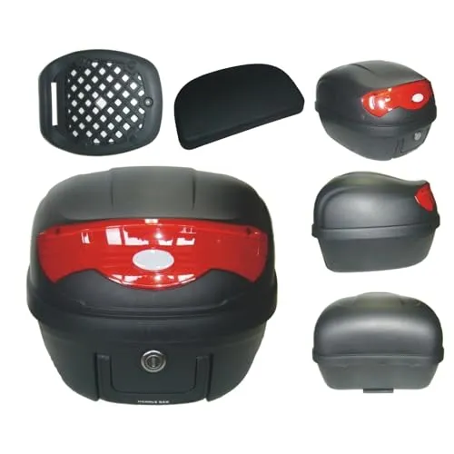 A-Pro Universal Motorrad Topcase 29 lt Schwarz - Topcase für Motorräder und Roller mit Schnellmontage-System. Zusätzliche Fahrsicherheit durch integrierten Reflektor – ideal für sichere Fahrten.