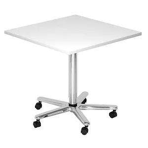Hammerbacher Säulenhubtisch 80x80cm Weiß/Chrom in weiß von Hammerbacher