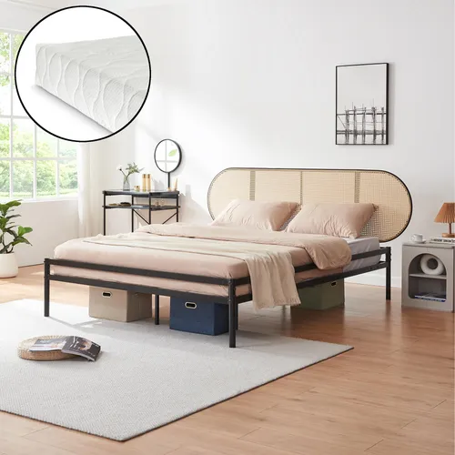 [en.casa] Bett Linköping mit Matratze 160 x 200 cm in schwarz von [en.casa]