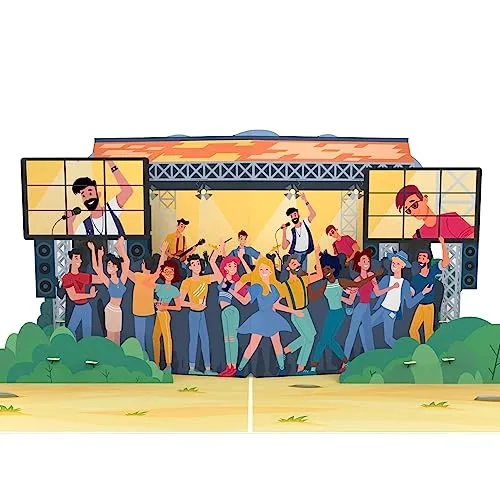 MOKIO® Pop-Up Karte – Konzert/Festival – 3D Geburtstagskarte für einen Konzertbesuch, Grußkarte zum Geburtstag für Konzertkarten