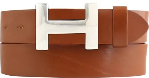 BELTINGER Designer Gürtel HENRY aus Vollrindleder 4 cm | Eleganter Ledergürtel für Damen und Herren 40mm | Silber glänzend | Tabac 85cm