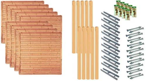 Tetzner & Jentzsch Dichtzaun Atlanta 7, Set mit 9 Elementen - Robuster Dichtzaun aus kesseldruckimprägniertem Massivholz, ideal für den Garten. Set enthält 9 Elemente und 10 Pfosten für eine einfache Montage.