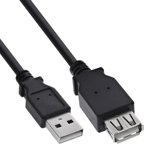 InLine USB 2.0 Verlängerung, Stecker / Buchse, Typ A, schwarz, 5m, 5 m, USB A, USB A, USB 2.0, Stecker/Buchse, Schwarz