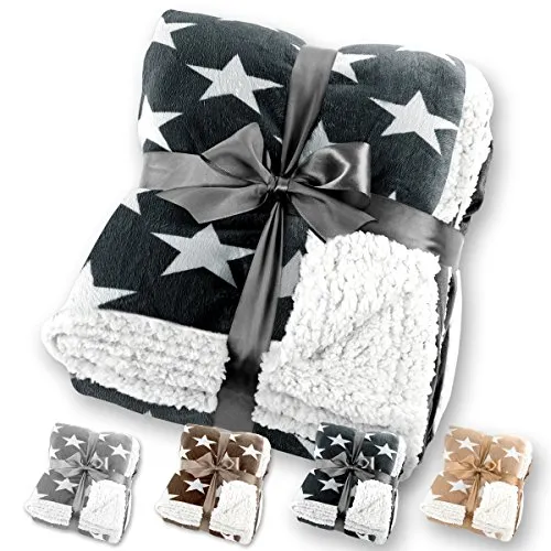 Gräfenstayn® Sternendecke Kuscheldecke in Lammfell-Optik von Gräfenstayn