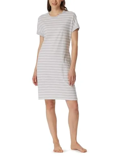 Schiesser Women Shortsleeve Nightshirt Weiß/Grau von Schiesser