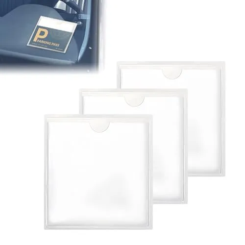 3x Frontscheibenaufkleber Parkscheinhalter Selbsthaftend Klebetasche Auto | Transparente, wasserdichte Klebetaschen für die Windschutzscheibe,Auto Parkschein Clip für Parkausweise, Tickets und Belege