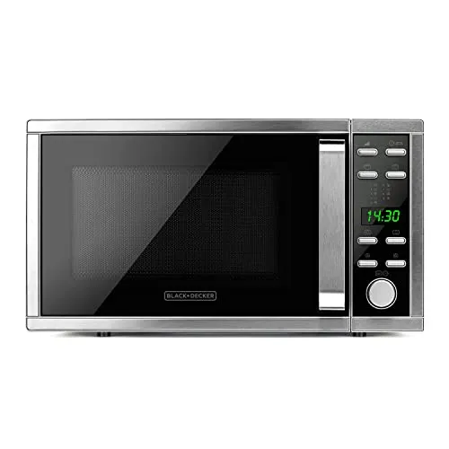 Black+Decker ES9700040B BXMZ901E Mikrowelle mit Grill und Konvektion - Mikrowelle mit 25L Volumen, 1000W Grill und 9 Automatikprogrammen für vielseitiges Kochen und perfekte Ergebnisse. Elegantes Design mit integriertem Licht für jede Küche.