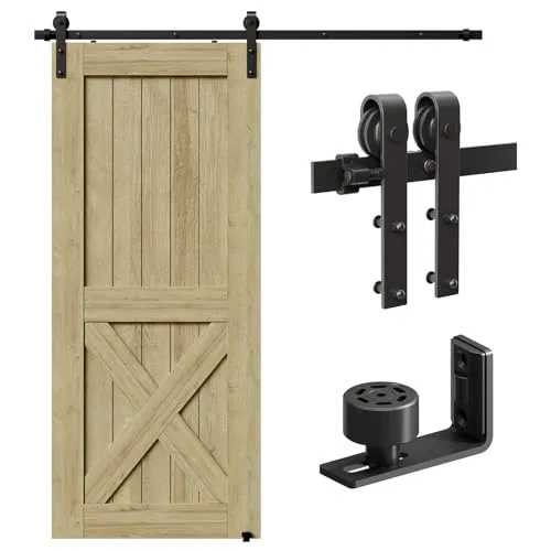 CCJH 183cm /6FT Schiebetürbeschlag Set Schiebetürsystem Bodenführung Schiebetür Komplettes Set Sliding Barn Door Hardware