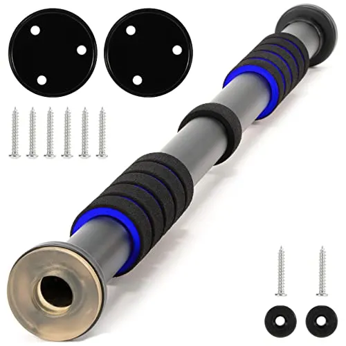 Produktbild MAXXIVA® Klimmzugstange für Türrahmen schwarz-blau stufenlos einstellbar 63-100 cm Workout Kraftübungen Bodybuilding Fitness-Zubehör Reckstange