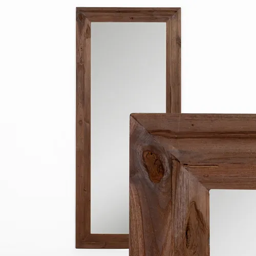 Wandspiegel TEAK 160x70 cm aus recyceltem Teakholz - Eleganter Wandspiegel im rustikalen Stil, ideal für Flur und Wohnzimmer. Mit einem massiven Teakholzrahmen sorgt er für eine warme Atmosphäre und ist ein echter Blickfang.