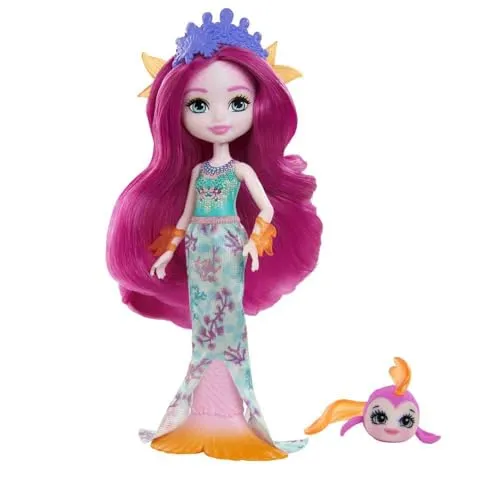 Enchantimals GYJ02 - Maura Mermaid Puppe & Glide Tierfreundin Figur, Puppe (15,2 cm) mit abnehmbarem Rock und Zubehör, aus der Royals Kollektion, tolles Geschenk für Kinder von 3 bis 8 Jahren