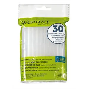 WESTCOTT Heißklebesticks mini transparent, 30 St.
